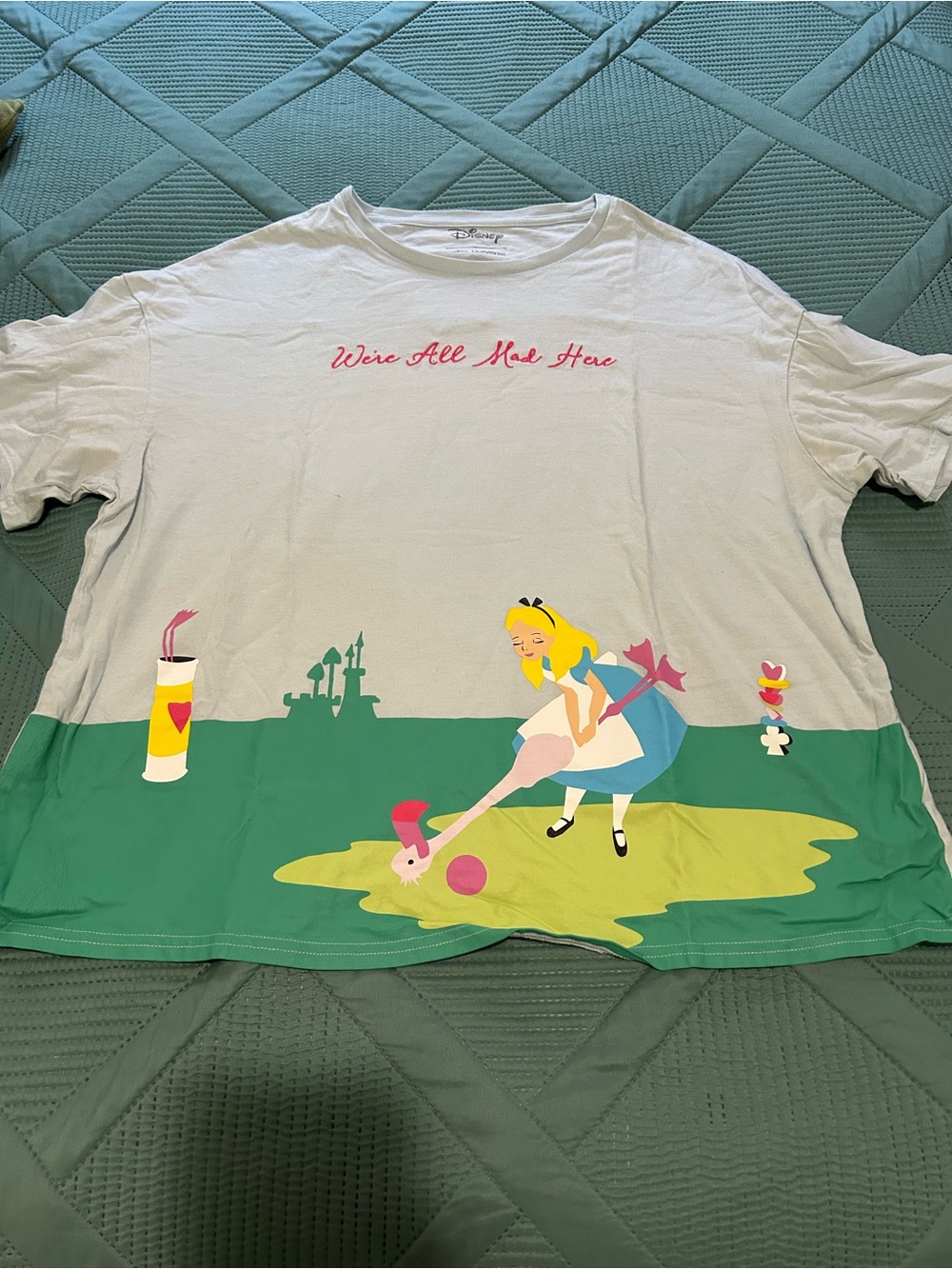 Her Universe White and Green Alice In Wonderland Graphic Tee
